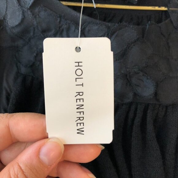 NWT Erica Davies Wool Gauze Short Puff sleeve Black Mini Dress with satin hem XS - Picture 5 of 16